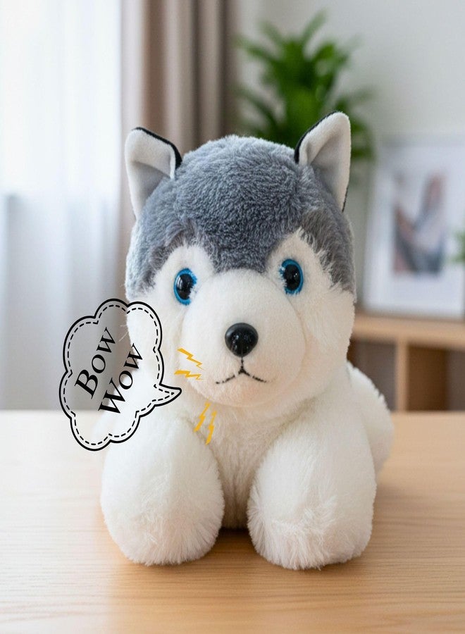 تيكلز كلب هاسكي موسيقي يصدر صوت نباح، لعبة حيوانية محشوة ناعمة للأطفال من الأولاد والبنات، هدية عيد ميلاد (اللون: أبيض ورمادي، الحجم: 28 سم) - Image 1